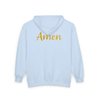 Amen in Motion – Women’s Zip-Up Hoodie (Black Logo)