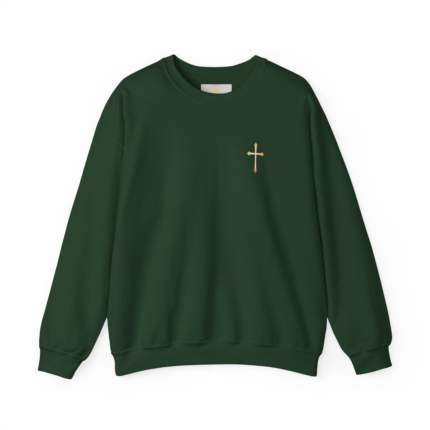 Men’s Elegance w/ Gold Cross Sweatshirt – Subtle Christian Faith Apparel