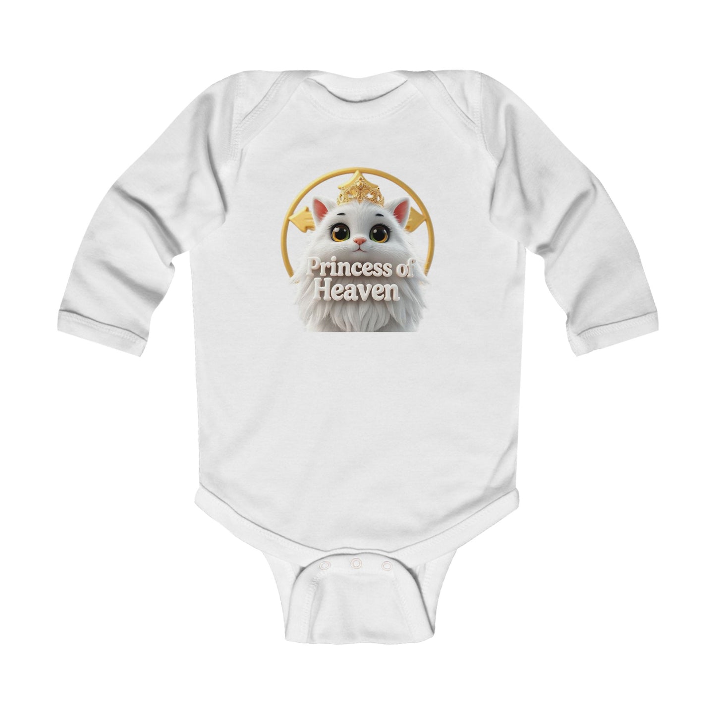 Infant Girls’ “Princess of Heaven” Long Sleeve Christian Onesie – Baby Bodysuit