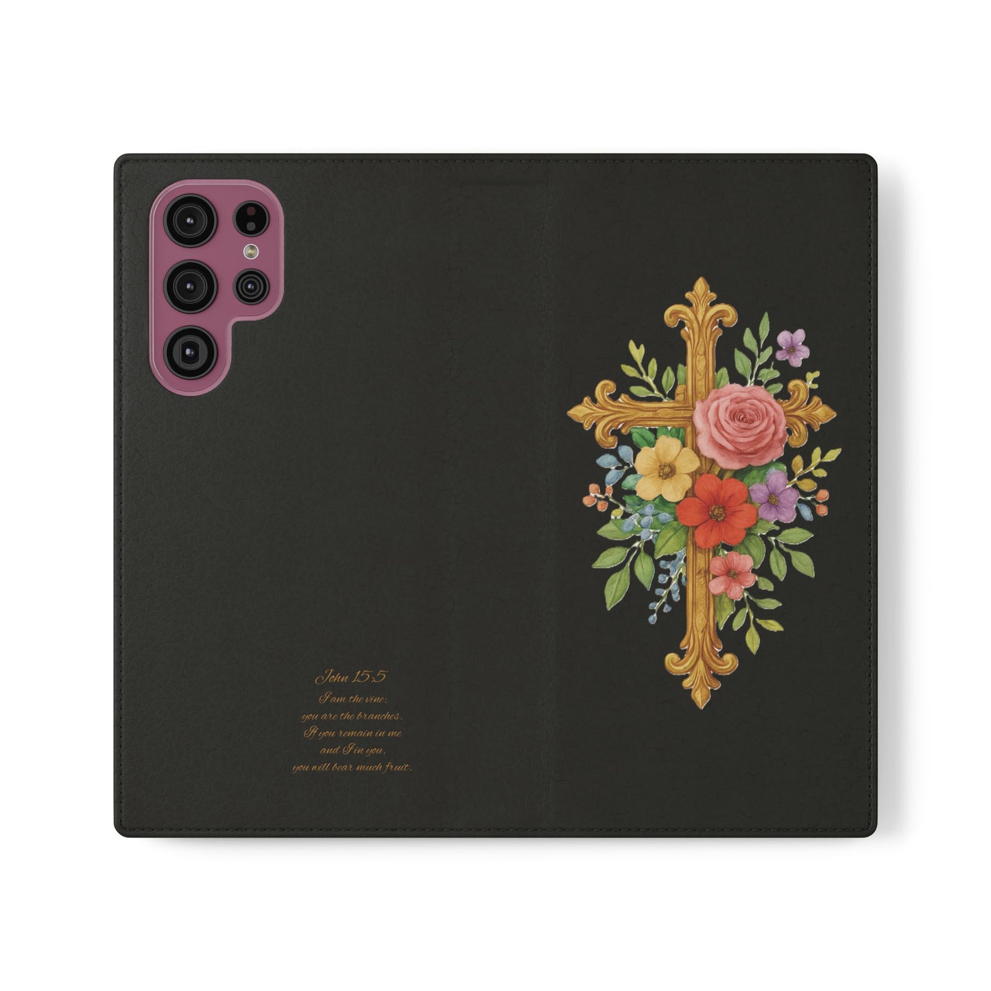 Floral Cross Wallet (black) Case for Samsung– Faith in Bloom