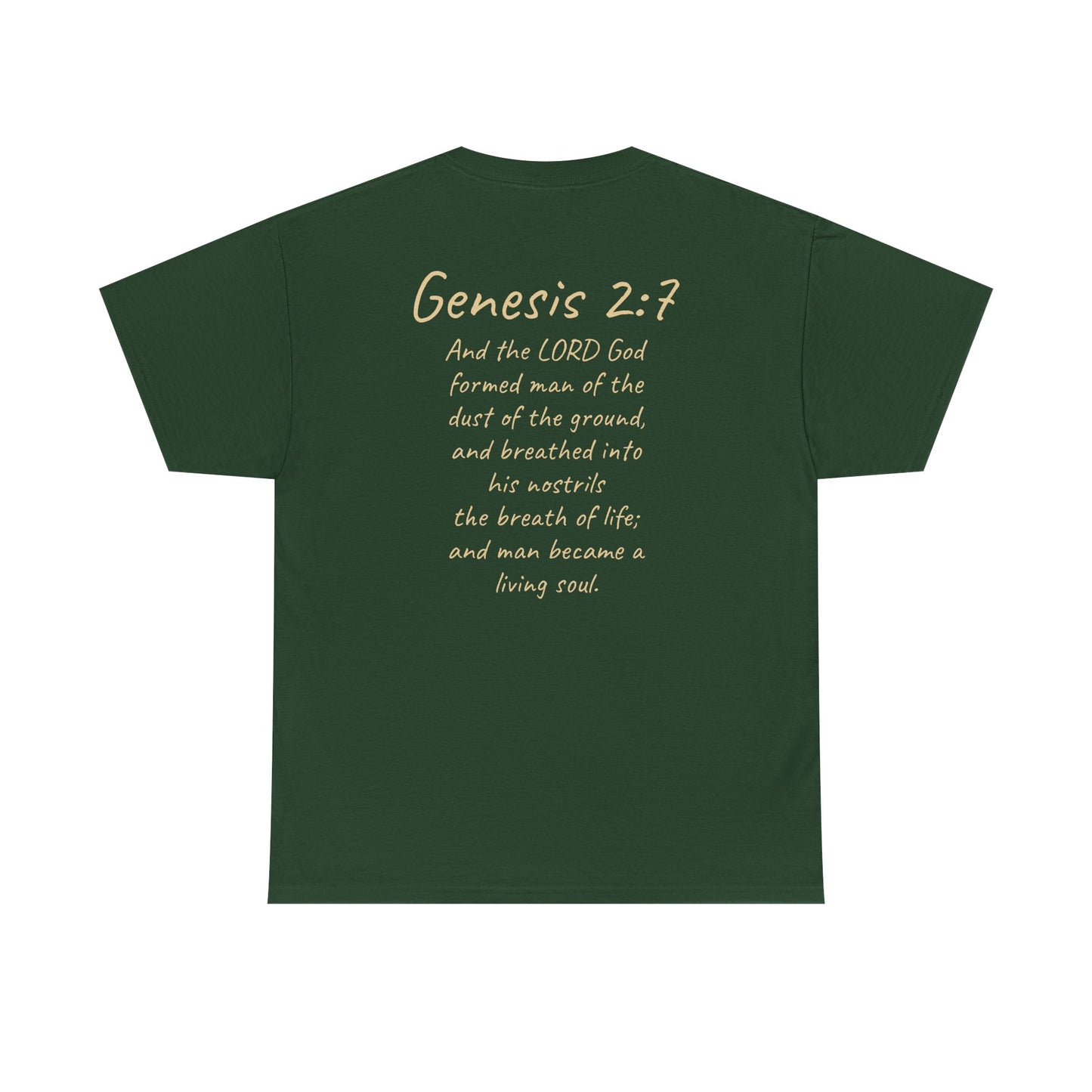 Formed from the Dust | Men’s Christian T-Shirt with Genesis 2:7 (Light Lettering)