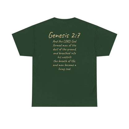 Formed from the Dust | Men’s Christian T-Shirt with Genesis 2:7 (Light Lettering)