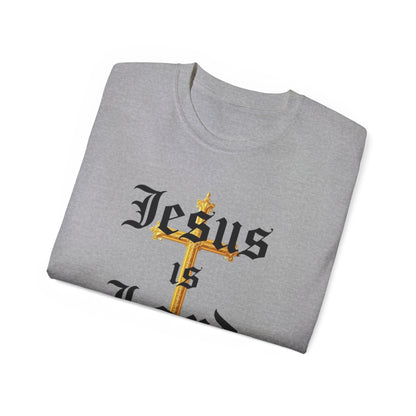 Men’s “Jesus is Lord” Christian T-Shirt with Cross – Bold Faith Statement Tee