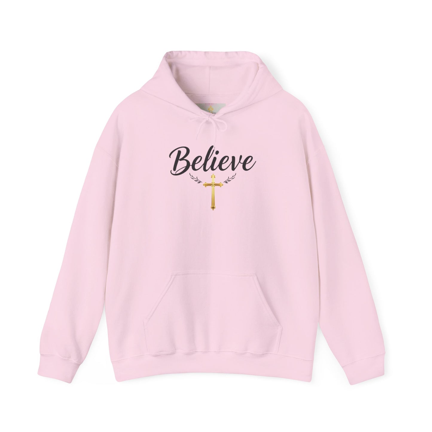 Believe - Women's Christian Hoodie with Golden Cross