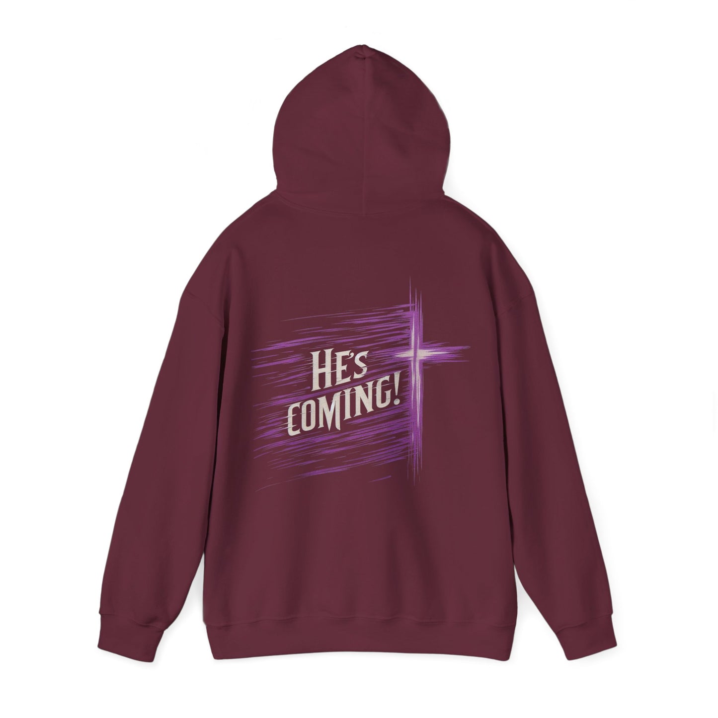 Back to Glory – Women’s Christian Hoodie with “He’s Coming” and Cross
