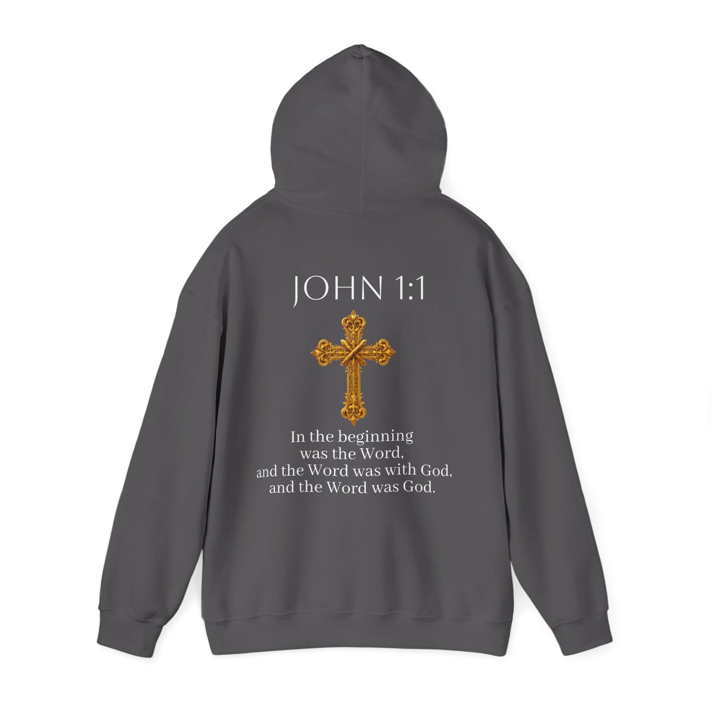 “The Word Eternal” – Men’s Christian Hoodie with White Lettering (John 1:1)