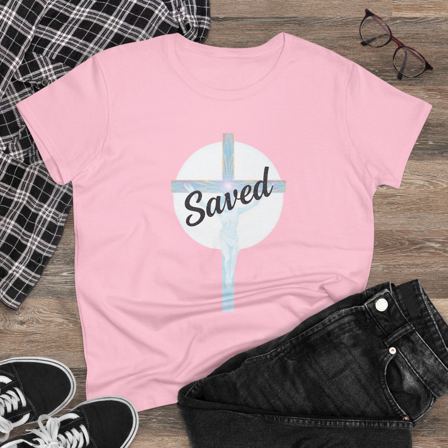 Redeemed & Saved – Women’s Christian Cross T-Shirt
