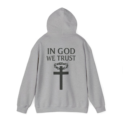 In God We Trust – Men’s Christian Hoodie with Cross & Crown of Thorns