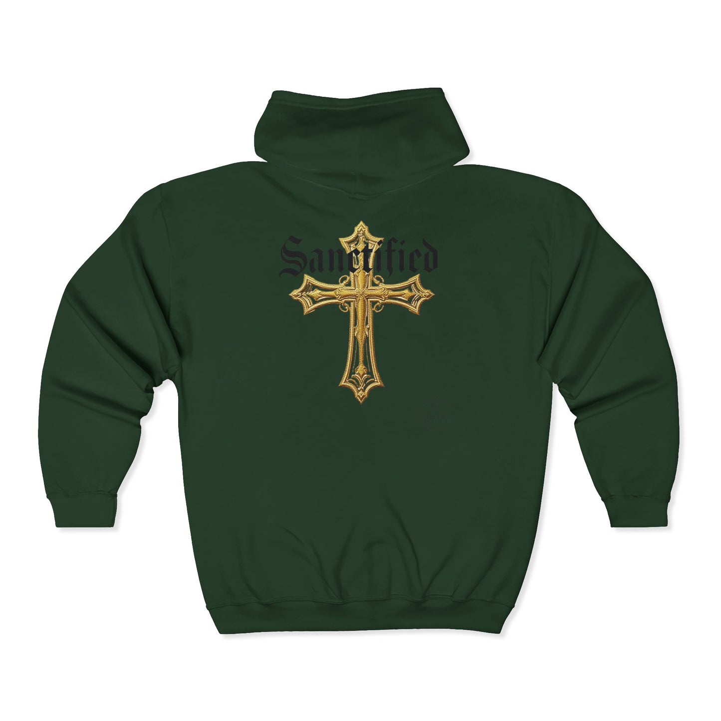 Sanctified Men's Gothic Cross Zip-Up Hoodie – Faith in Comfort