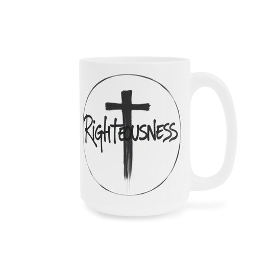 'Righteousness' Christian Cross Mug – 11oz & 15oz Faith & Identity Ceramic Cup