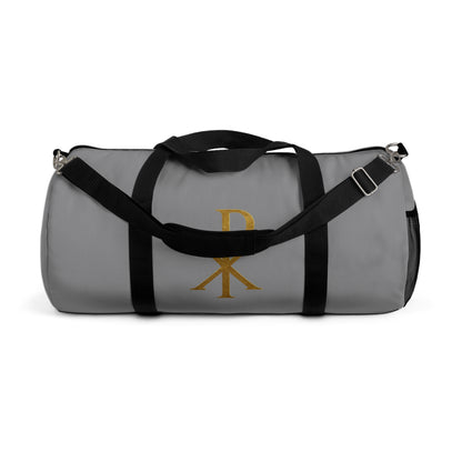 Christ’s Victory Duffle Bag in Grey – Chi Rho Symbol