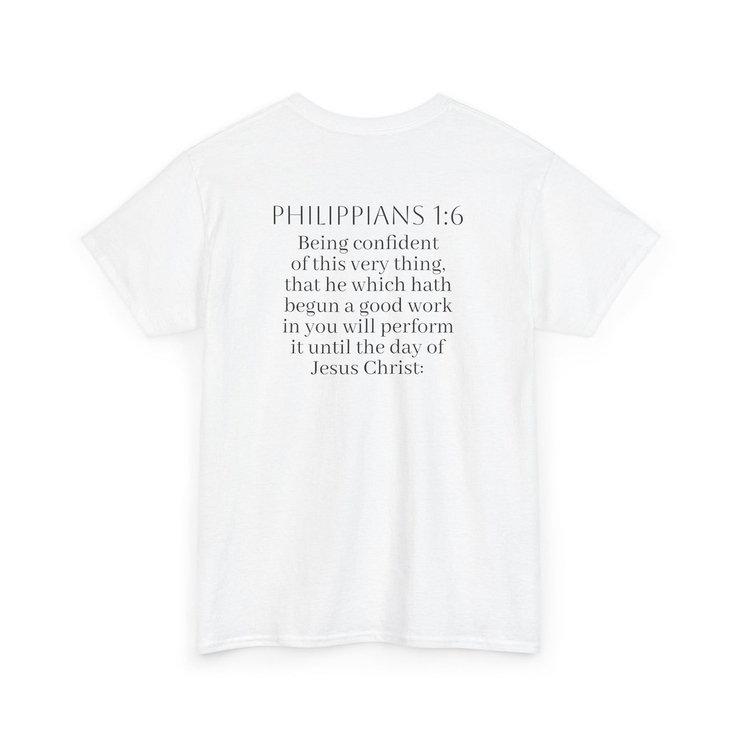 Becoming Men’s Faith Tee – Philippians 1:6 (Dark Lettering)