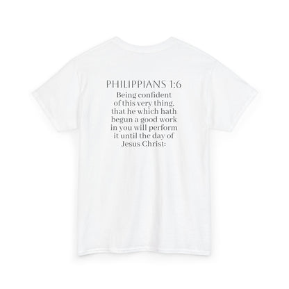 Becoming Men’s Faith Tee – Philippians 1:6 (Dark Lettering)