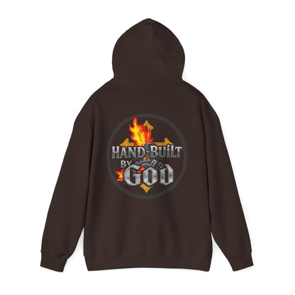 Men’s “Hand Built By God” Christian Hoodie – Bold Faith Identity Pullover