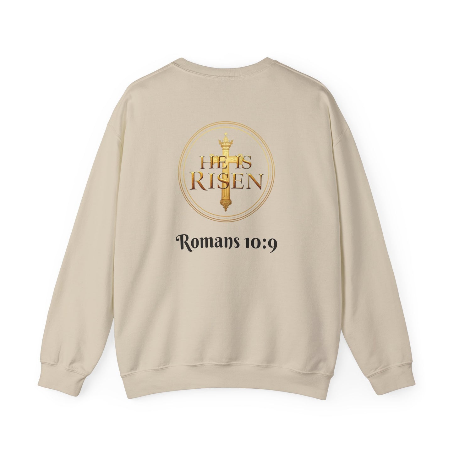 Romans 10:9 Inspired Christian Sweater – Declare Jesus Is Lord & He Is Risen (Dark Lettering)