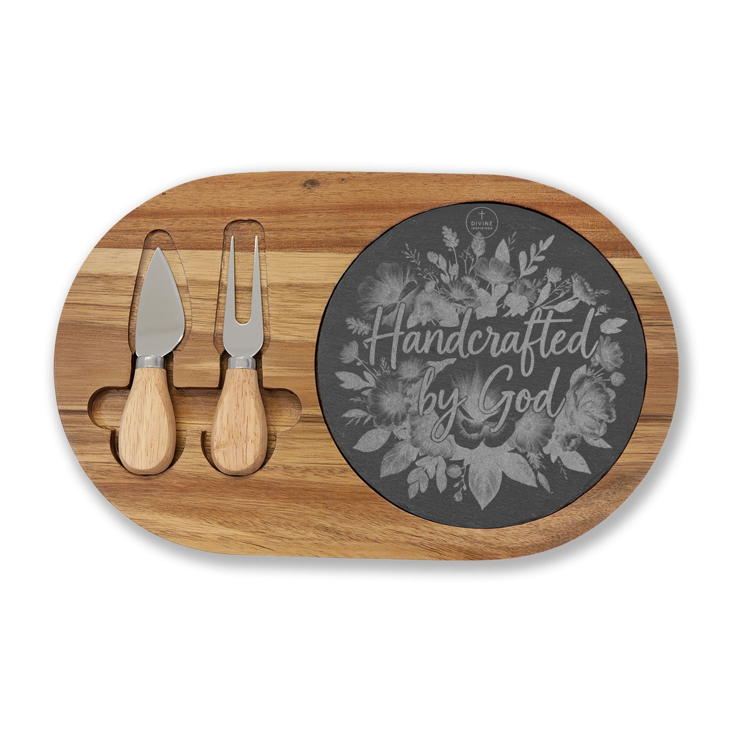 Handcrafted by God Charcuterie Board – Faith-Inspired Design