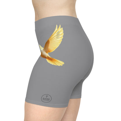 Golden Dove Women’s Biking Shorts in Grey – Spirit of Peace and Power
