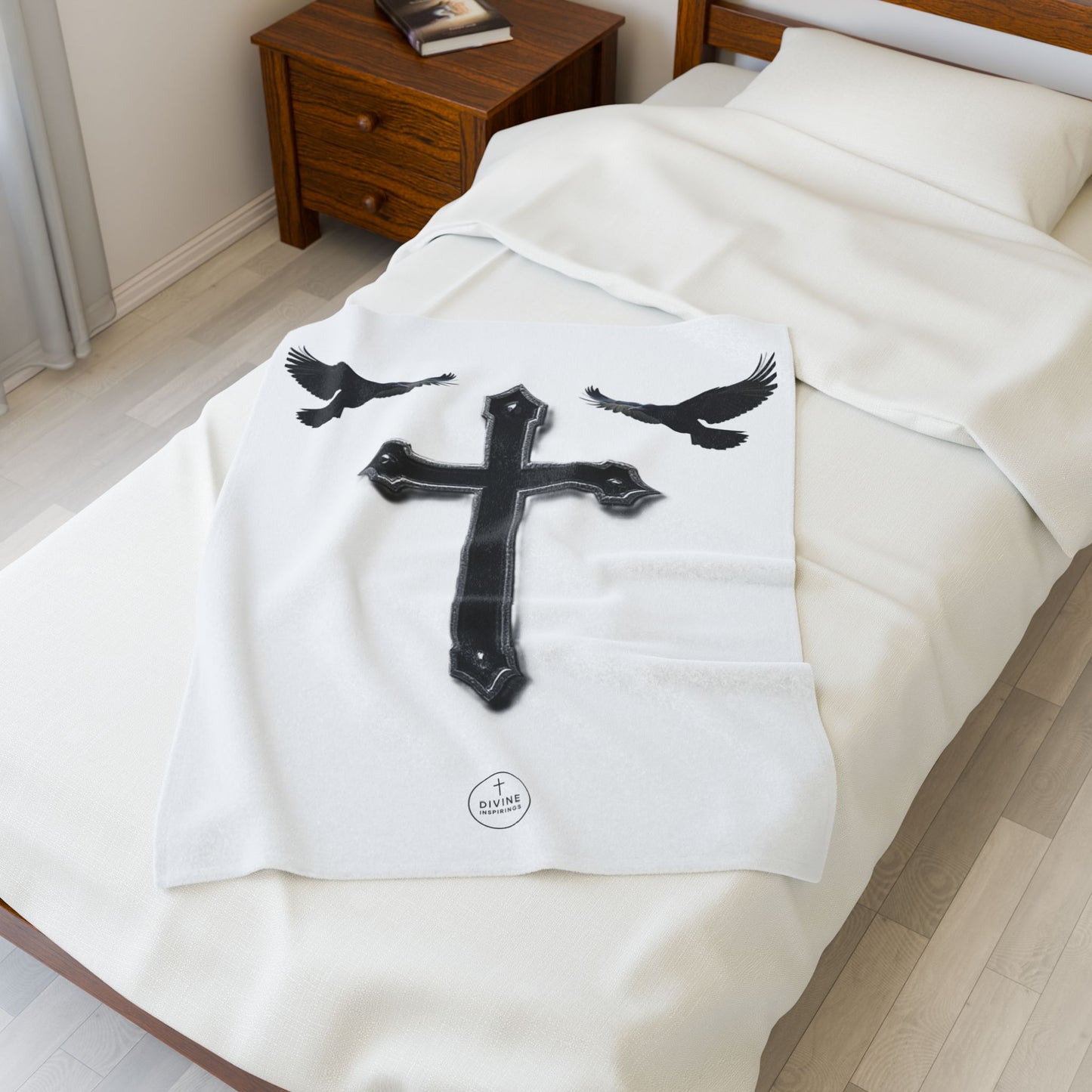 Faith in Flight: Riveted Cross & Crows Blanket