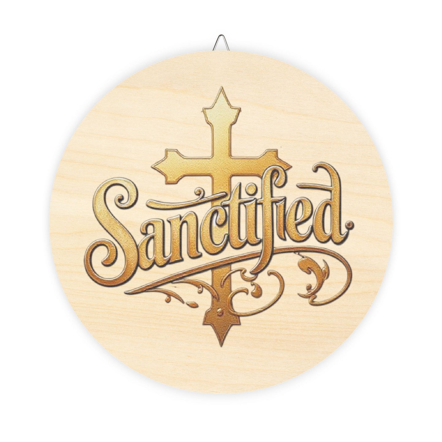 Sanctified Wall Hanging — Inspirational Cross Wooden Décor