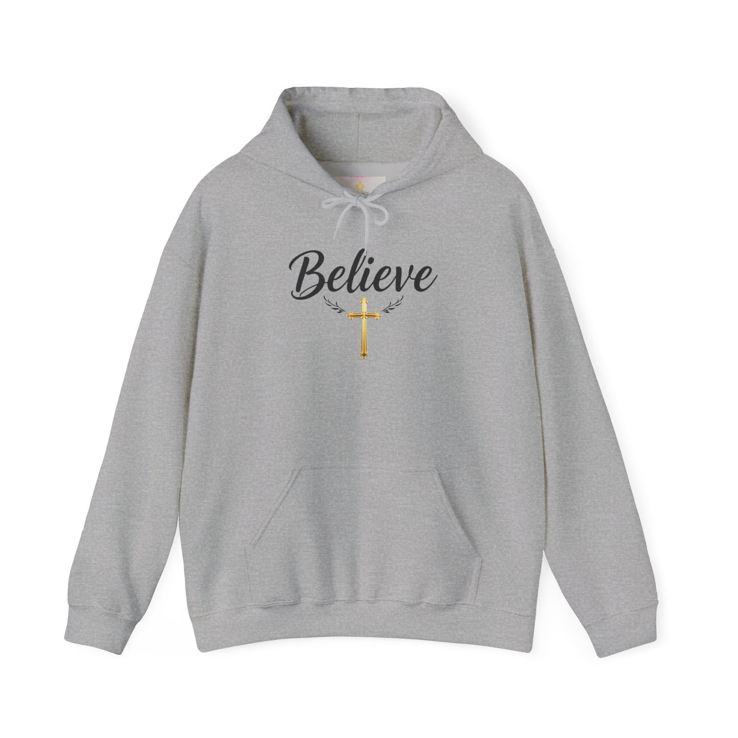 Believe - Women's Christian Hoodie with Golden Cross