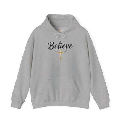 Believe - Women's Christian Hoodie with Golden Cross