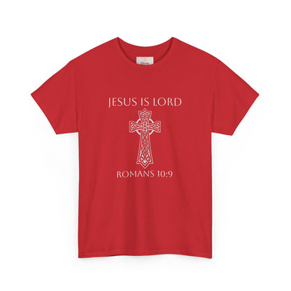 Women's Jesus is Lord Christian T-Shirt – Modern Cross Design (White Lettering)