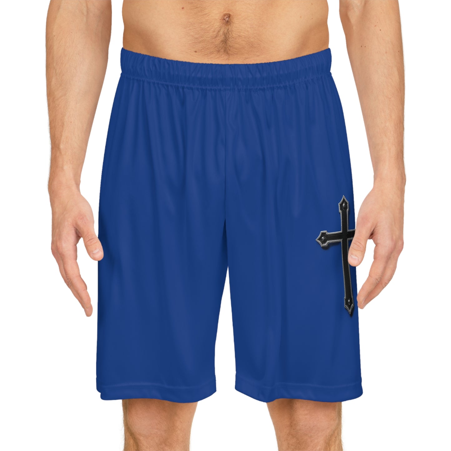 Men's Black Cross Basketball Shorts in Blue - Perfect for Athletes, Summer Wear, Gym, Sports Events, Streetwear