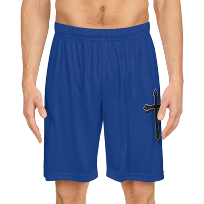 Men's Black Cross Basketball Shorts in Blue - Perfect for Athletes, Summer Wear, Gym, Sports Events, Streetwear