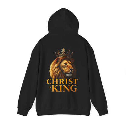 Alpha & Omega Power – Men’s Hoodie with Crowned Lion and Gold Cross