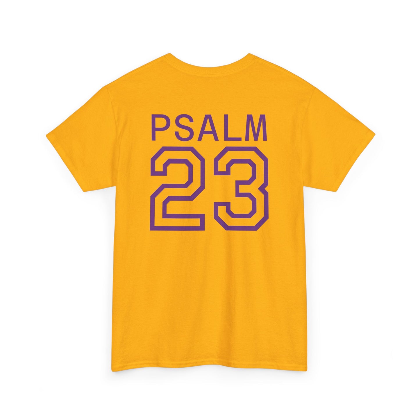 Psalm 23 Men’s T-Shirt – Inspired Sports-Style Shirt (Purple Lettering)