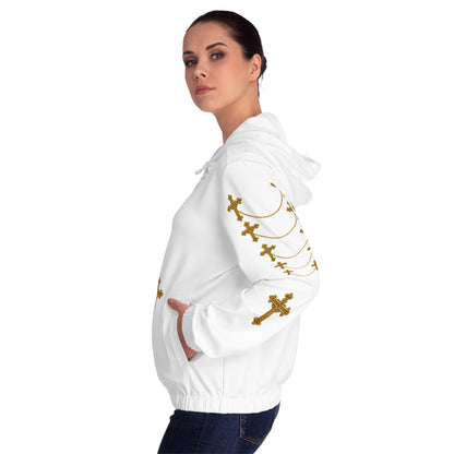 Golden Covenant Zip-Up Hoodie in White - Christian Apparel