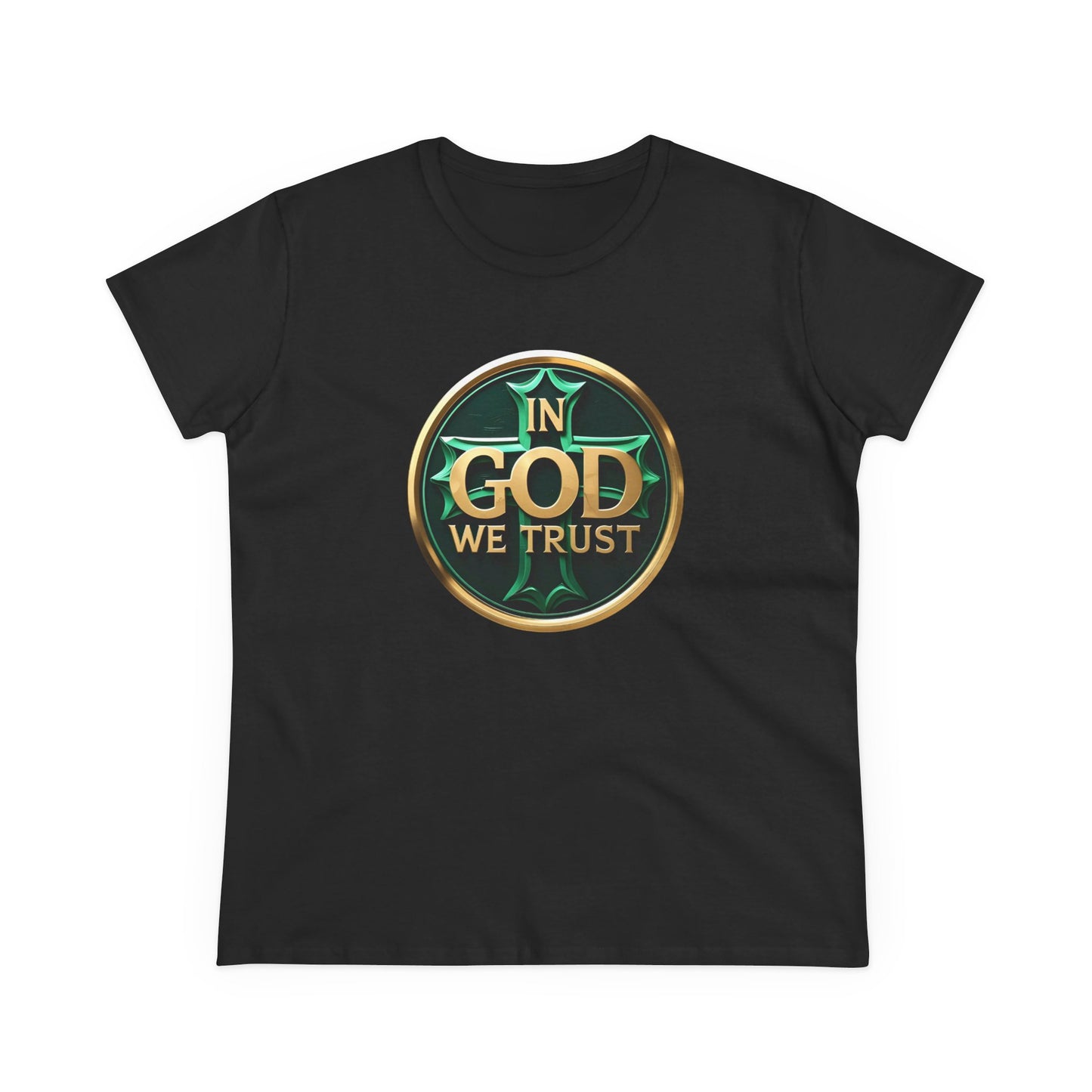 In God We Trust – Bold Gold Cross Women's Tee
