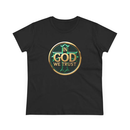 In God We Trust – Bold Gold Cross Women's Tee