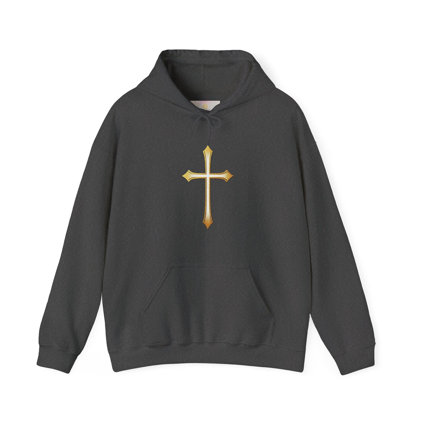 Men’s Gold Cross Hoodie – Bold Christian Faith Hoodie with Front & Back Design