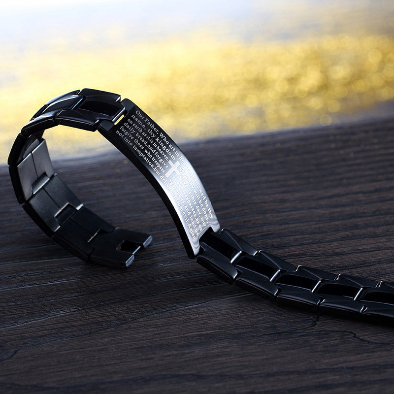 Lord's Prayer Black Stainless Steel Bracelet