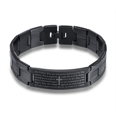 Lord's Prayer Black Stainless Steel Bracelet