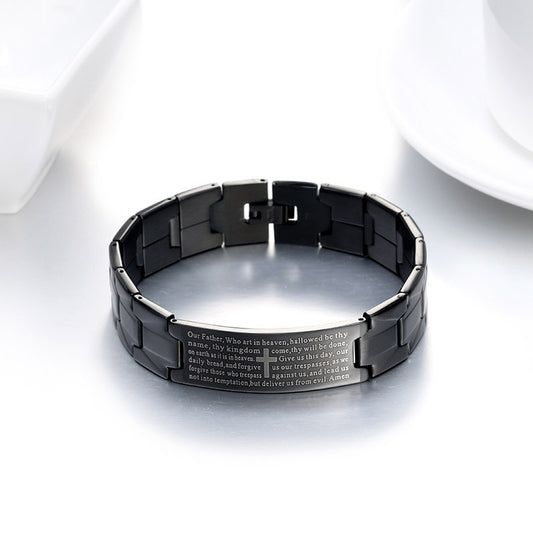 Lord's Prayer Black Stainless Steel Bracelet