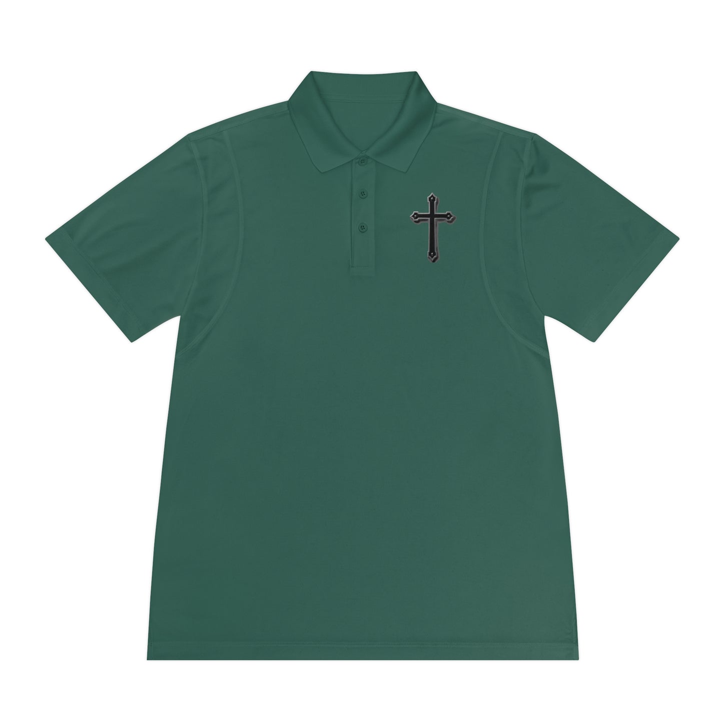 Men’s Black Cross Polo Shirt – Classic Faith-Inspired Style