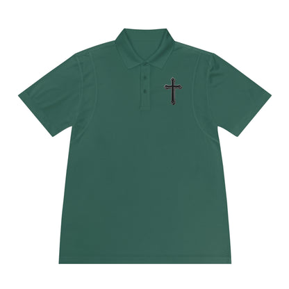 Men’s Black Cross Polo Shirt – Classic Faith-Inspired Style