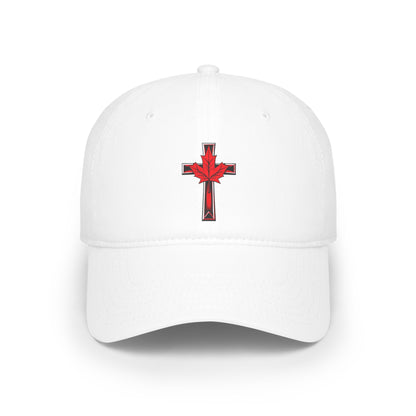 Canadian Cross Low Profile Baseball Cap – Christian Maple Leaf Hat for Faith & Country
