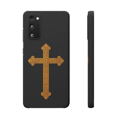 Black Samsung Snap Case – Gold Cross Design