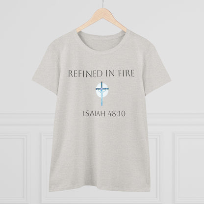 Refined in Fire – Isaiah 48:10 Christian Faith Tee (Dark Lettering)
