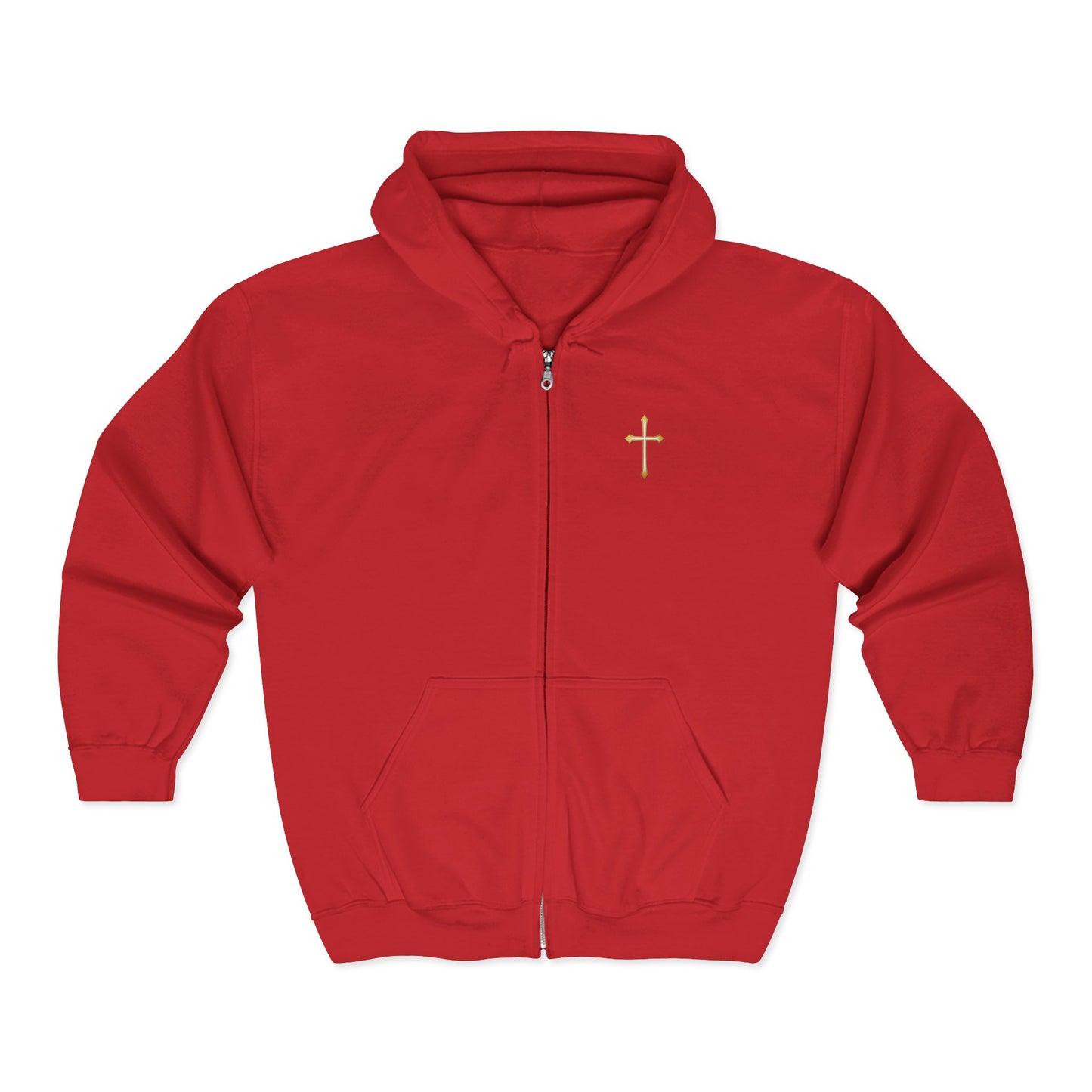 Men’s Modern Gold Cross Zip-Up Hoodie – Everyday Comfort with Faith