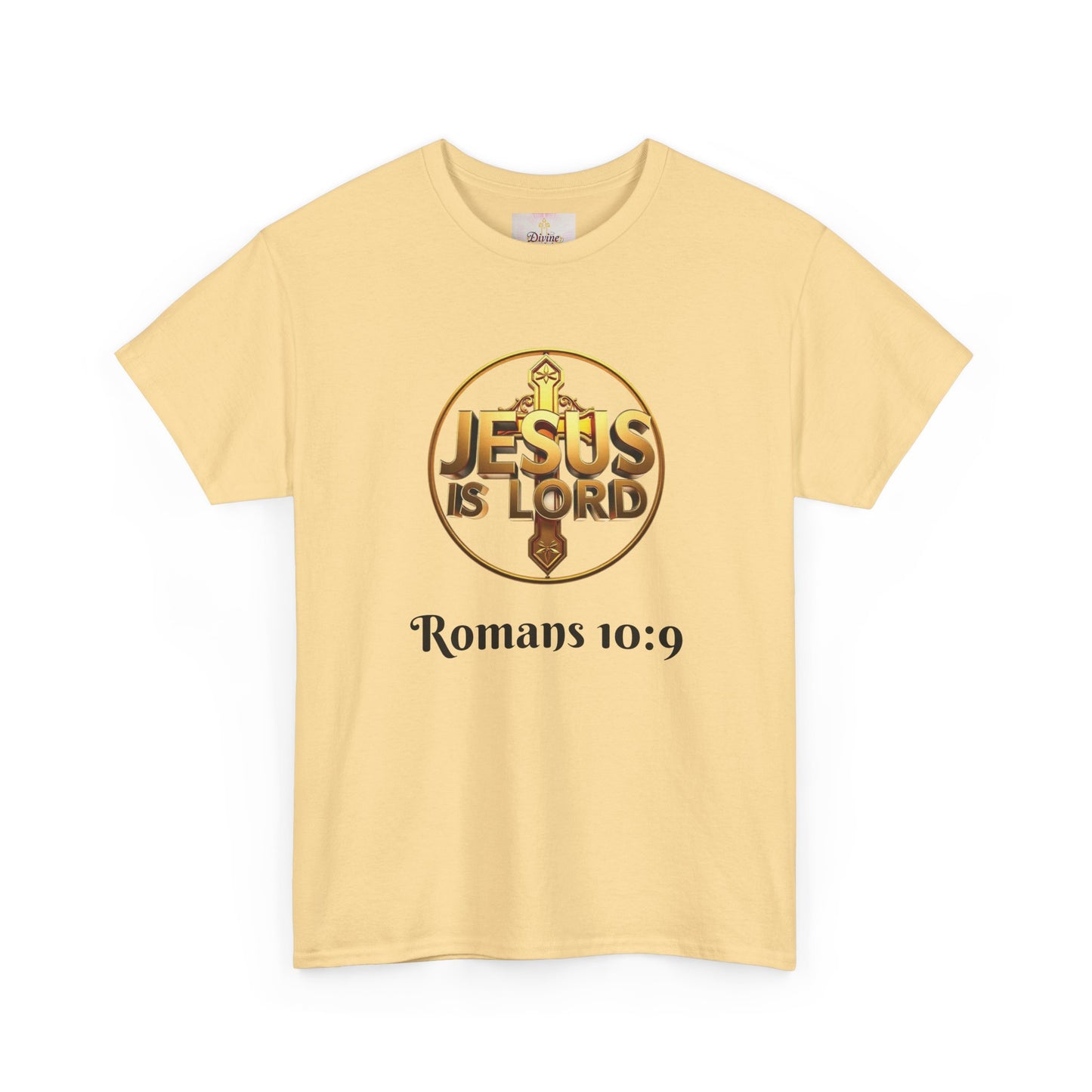 Men’s Romans 10:9 Christian T-Shirt – Jesus Is Lord & He Is Risen (Dark Lettering)