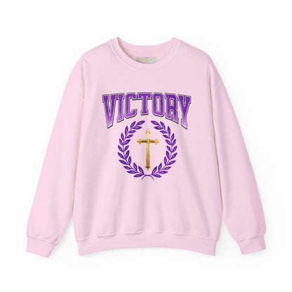 Victory Women’s Sweatshirt – Bold Purple Logo, Faith in Comfort