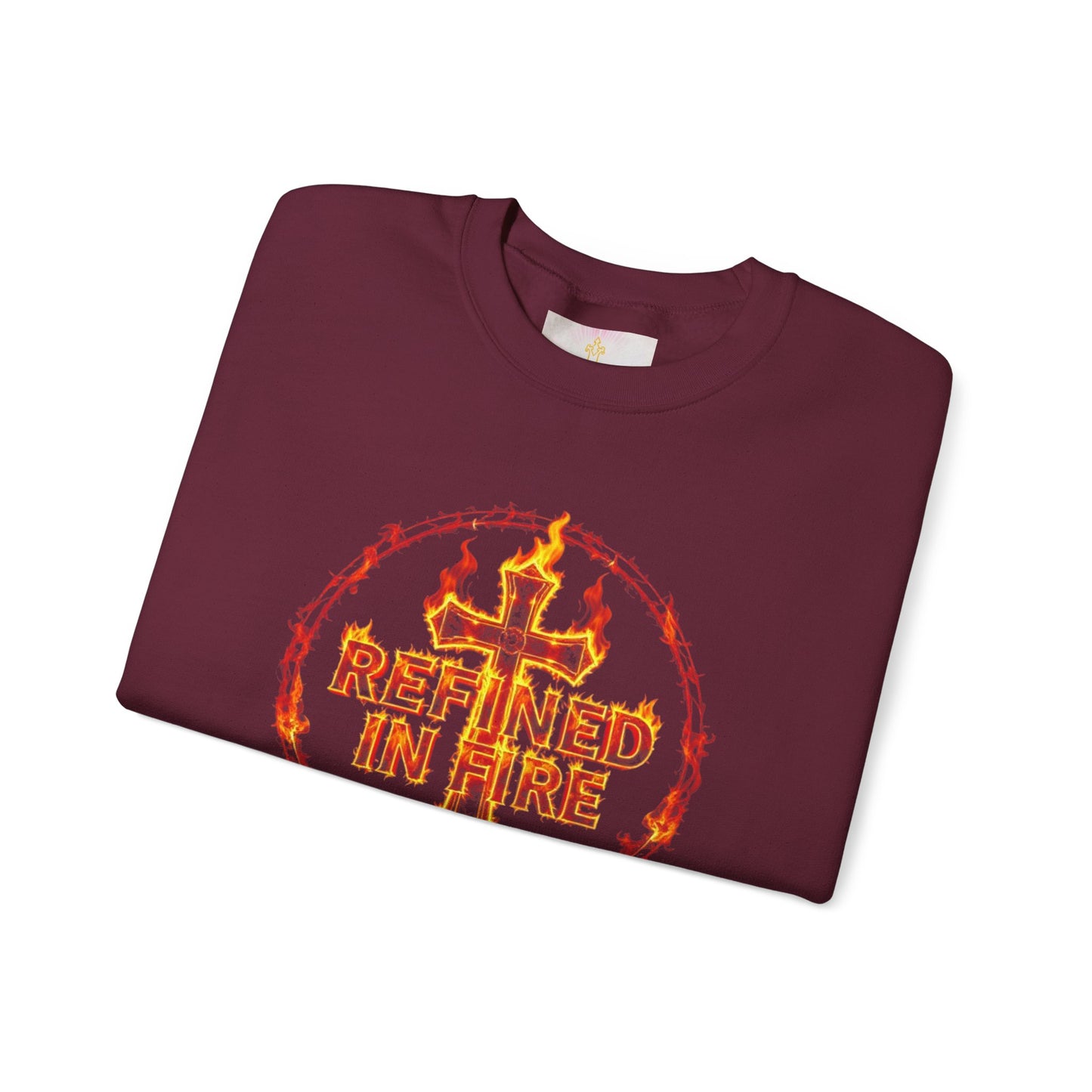 Women’s “Refined in Fire” Christian Sweatshirt – Bold Flame Design Pullover