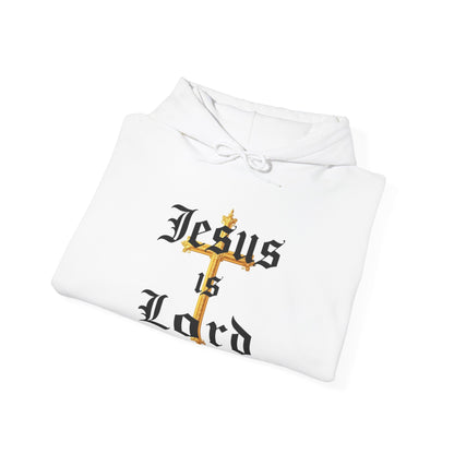 Men’s “Jesus is Lord” Christian Hoodie – Bold Cross Faith Pullover