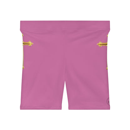 Gold Cross Women’s Biking Shorts in Pink – Symbol of Eternal Victory