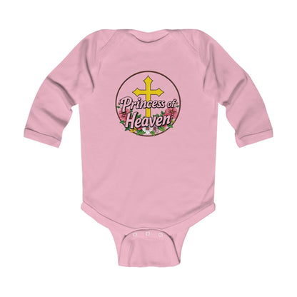 Infant Girls’ “Princess of Heaven” Long Sleeve Christian Onesie – Soft Faith-Inspired Baby Bodysuit