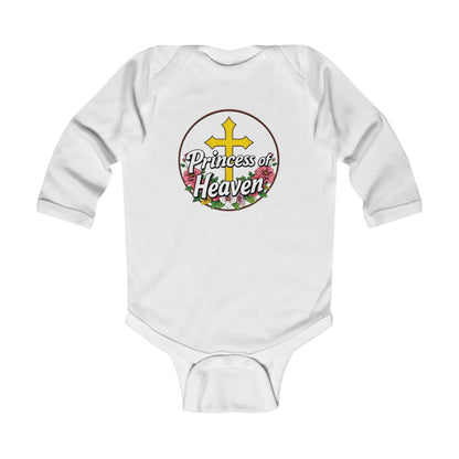 Infant Girls’ “Princess of Heaven” Long Sleeve Christian Onesie – Soft Faith-Inspired Baby Bodysuit